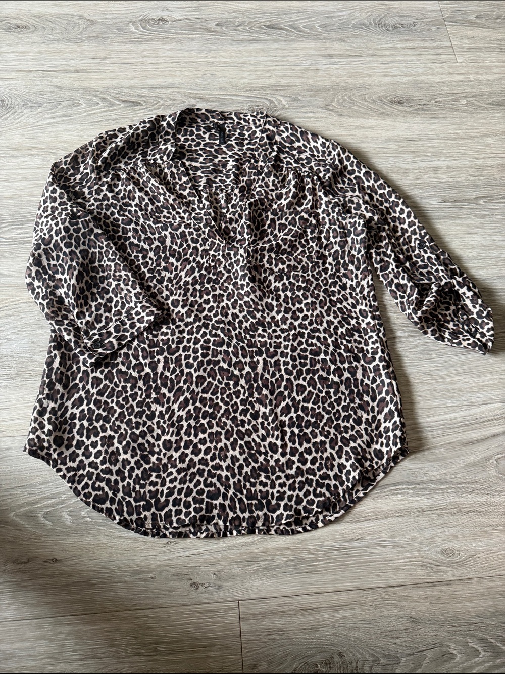 Maurices Leopard Print V-Neck Tunic - Brown & Cream